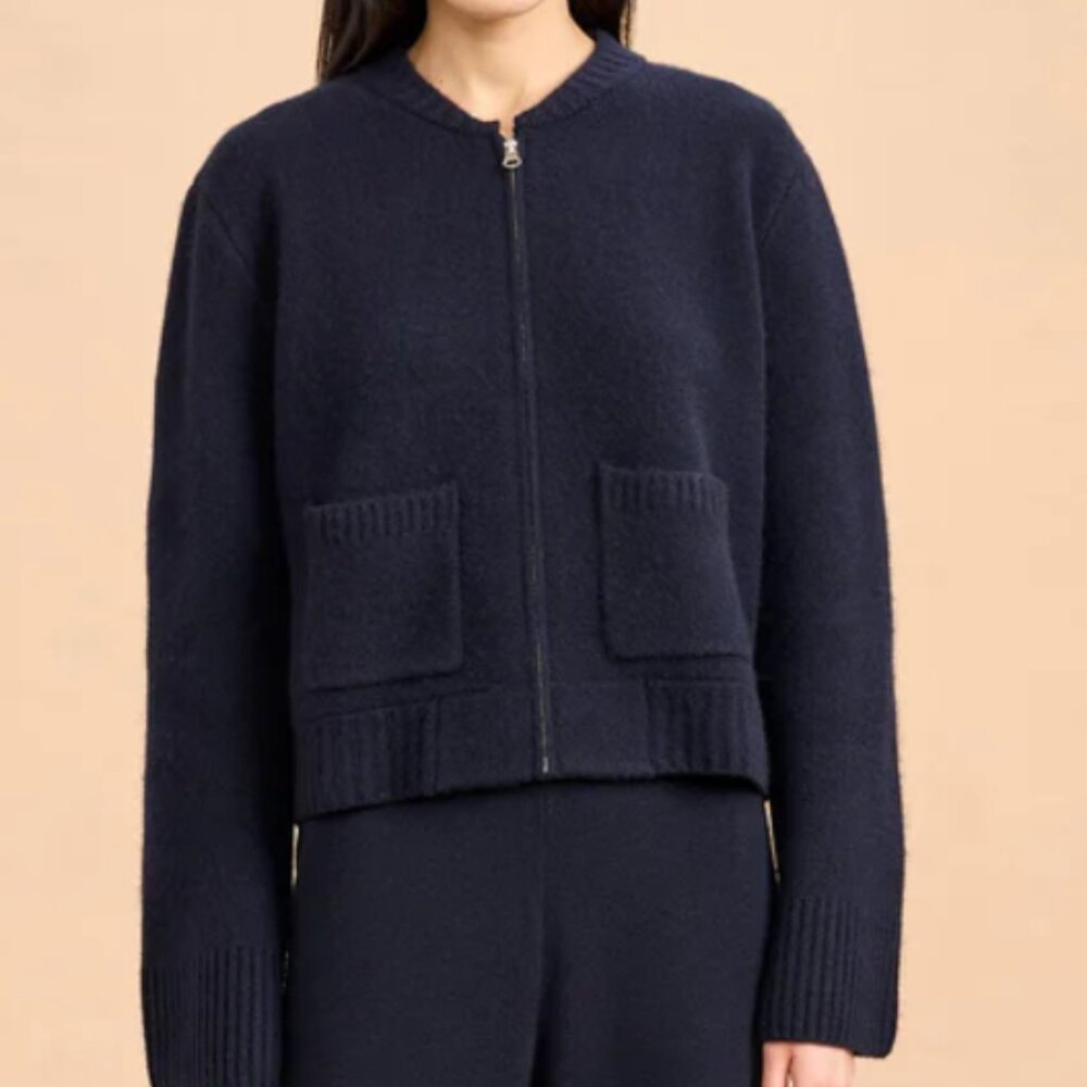 *NWT* LA LIGNE  wool and cashmere-blend bomber jacket in navy size M